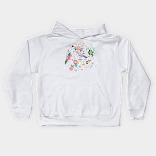 Beautiful bird in flowers Kids Hoodie